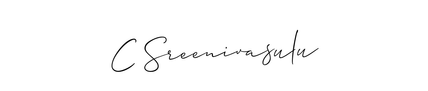The best way (Allison_Script) to make a short signature is to pick only two or three words in your name. The name C Sreenivasulu include a total of six letters. For converting this name. C Sreenivasulu signature style 2 images and pictures png