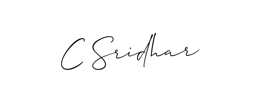 The best way (Allison_Script) to make a short signature is to pick only two or three words in your name. The name C Sridhar include a total of six letters. For converting this name. C Sridhar signature style 2 images and pictures png