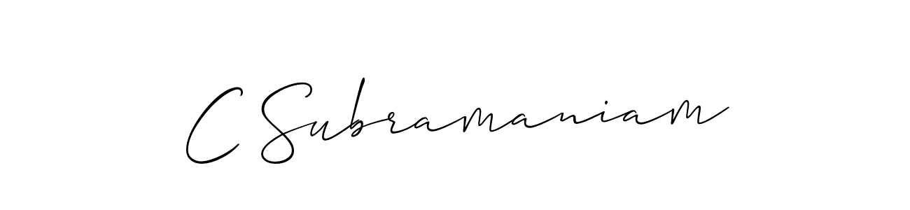 Use a signature maker to create a handwritten signature online. With this signature software, you can design (Allison_Script) your own signature for name C Subramaniam. C Subramaniam signature style 2 images and pictures png