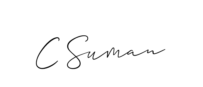 It looks lik you need a new signature style for name C Suman. Design unique handwritten (Allison_Script) signature with our free signature maker in just a few clicks. C Suman signature style 2 images and pictures png