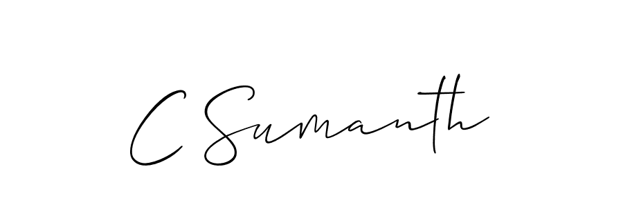 Use a signature maker to create a handwritten signature online. With this signature software, you can design (Allison_Script) your own signature for name C Sumanth. C Sumanth signature style 2 images and pictures png