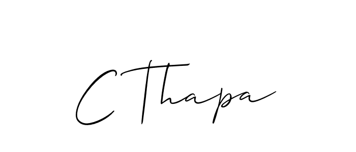 Design your own signature with our free online signature maker. With this signature software, you can create a handwritten (Allison_Script) signature for name C Thapa. C Thapa signature style 2 images and pictures png