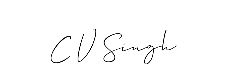 The best way (Allison_Script) to make a short signature is to pick only two or three words in your name. The name C V Singh include a total of six letters. For converting this name. C V Singh signature style 2 images and pictures png