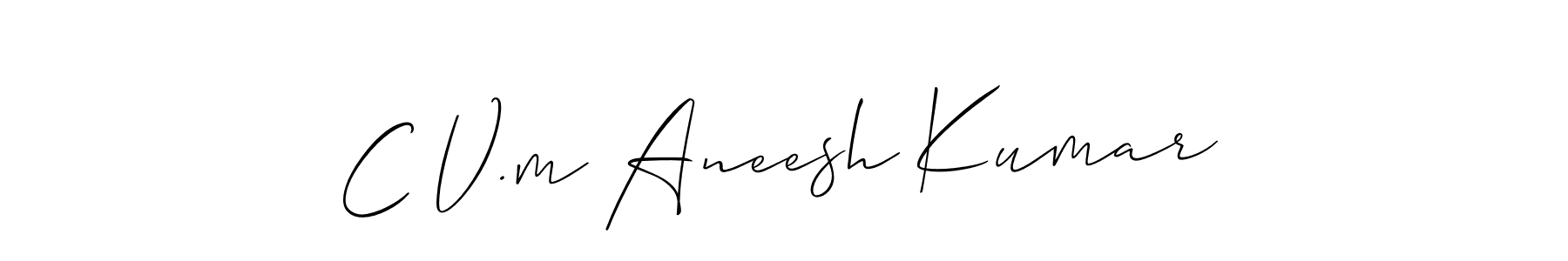 Allison_Script is a professional signature style that is perfect for those who want to add a touch of class to their signature. It is also a great choice for those who want to make their signature more unique. Get C V.m Aneesh Kumar name to fancy signature for free. C V.m Aneesh Kumar signature style 2 images and pictures png