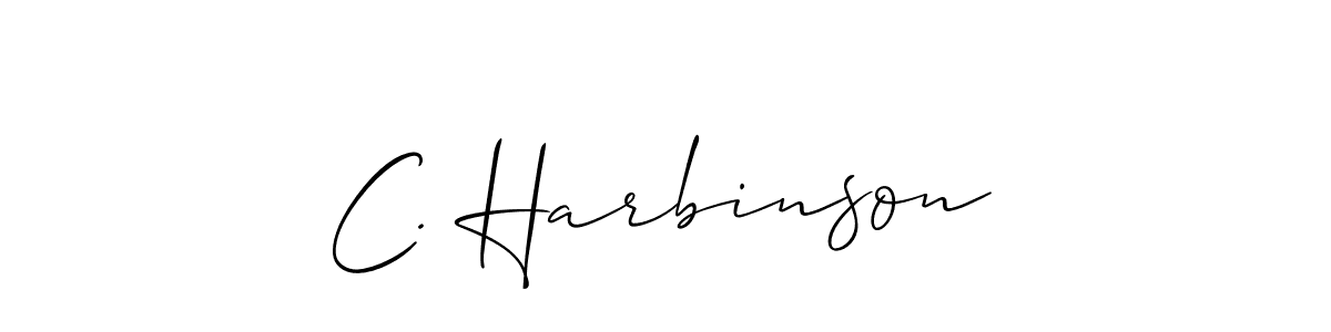 The best way (Allison_Script) to make a short signature is to pick only two or three words in your name. The name C. Harbinson include a total of six letters. For converting this name. C. Harbinson signature style 2 images and pictures png