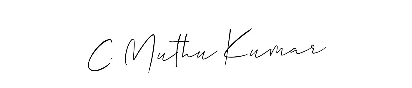 You should practise on your own different ways (Allison_Script) to write your name (C. Muthu Kumar) in signature. don't let someone else do it for you. C. Muthu Kumar signature style 2 images and pictures png