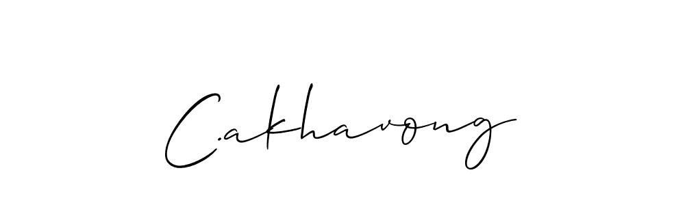 Use a signature maker to create a handwritten signature online. With this signature software, you can design (Allison_Script) your own signature for name C.akhavong. C.akhavong signature style 2 images and pictures png