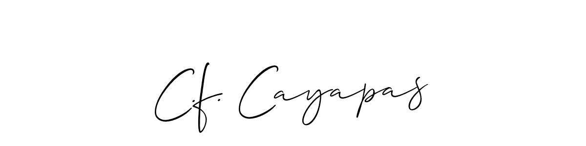 Create a beautiful signature design for name C.f. Cayapas. With this signature (Allison_Script) fonts, you can make a handwritten signature for free. C.f. Cayapas signature style 2 images and pictures png