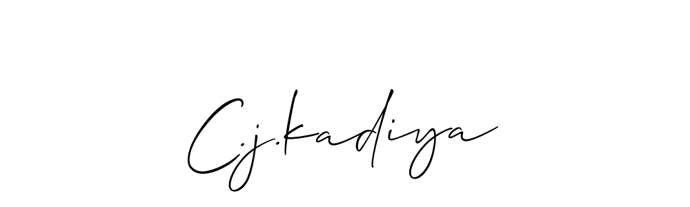 How to make C.j.kadiya name signature. Use Allison_Script style for creating short signs online. This is the latest handwritten sign. C.j.kadiya signature style 2 images and pictures png