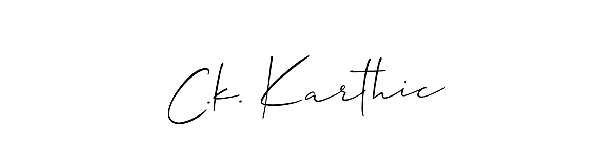 How to make C.k. Karthic signature? Allison_Script is a professional autograph style. Create handwritten signature for C.k. Karthic name. C.k. Karthic signature style 2 images and pictures png