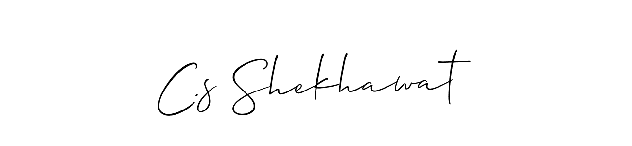 Use a signature maker to create a handwritten signature online. With this signature software, you can design (Allison_Script) your own signature for name C.s Shekhawat. C.s Shekhawat signature style 2 images and pictures png