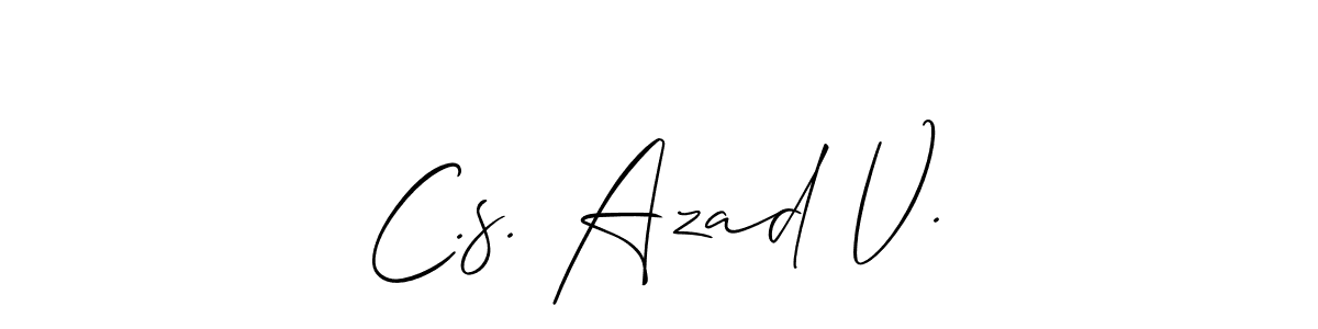 if you are searching for the best signature style for your name C.s. Azad V.. so please give up your signature search. here we have designed multiple signature styles  using Allison_Script. C.s. Azad V. signature style 2 images and pictures png