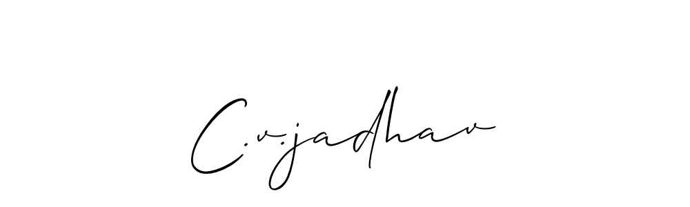 Design your own signature with our free online signature maker. With this signature software, you can create a handwritten (Allison_Script) signature for name C.v.jadhav. C.v.jadhav signature style 2 images and pictures png