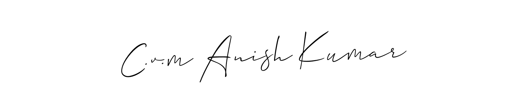 Use a signature maker to create a handwritten signature online. With this signature software, you can design (Allison_Script) your own signature for name C.v.m Anish Kumar. C.v.m Anish Kumar signature style 2 images and pictures png