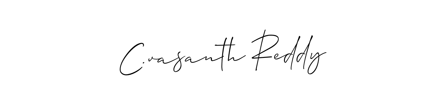 The best way (Allison_Script) to make a short signature is to pick only two or three words in your name. The name C.vasanth Reddy include a total of six letters. For converting this name. C.vasanth Reddy signature style 2 images and pictures png