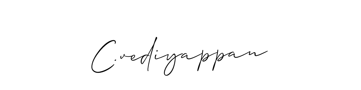 Also You can easily find your signature by using the search form. We will create C.vediyappan name handwritten signature images for you free of cost using Allison_Script sign style. C.vediyappan signature style 2 images and pictures png