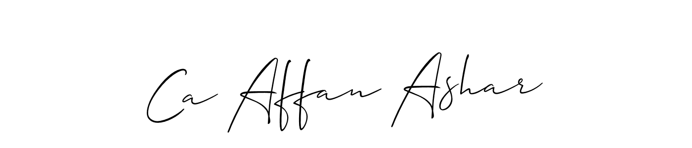 Create a beautiful signature design for name Ca Affan Ashar. With this signature (Allison_Script) fonts, you can make a handwritten signature for free. Ca Affan Ashar signature style 2 images and pictures png