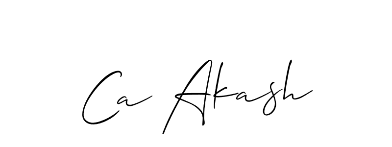 The best way (Allison_Script) to make a short signature is to pick only two or three words in your name. The name Ca Akash include a total of six letters. For converting this name. Ca Akash signature style 2 images and pictures png