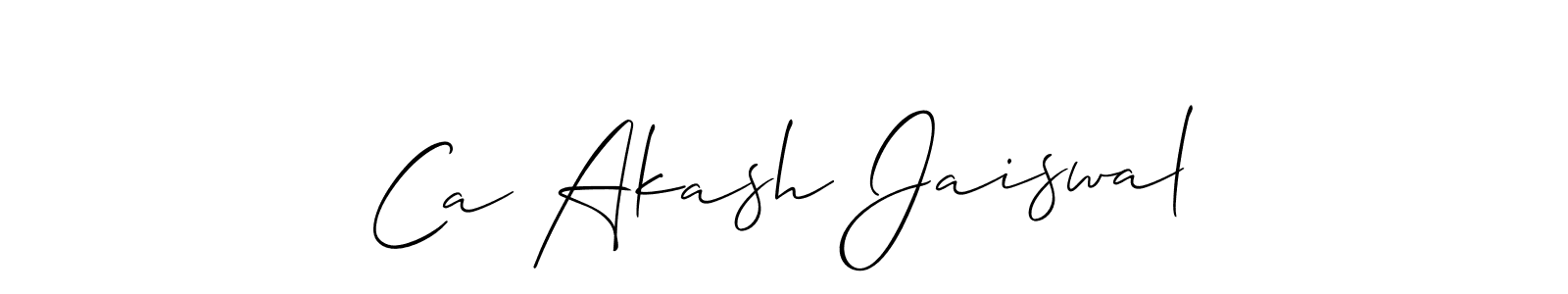 Make a short Ca Akash Jaiswal signature style. Manage your documents anywhere anytime using Allison_Script. Create and add eSignatures, submit forms, share and send files easily. Ca Akash Jaiswal signature style 2 images and pictures png