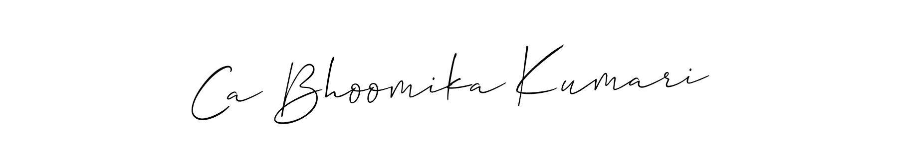 Use a signature maker to create a handwritten signature online. With this signature software, you can design (Allison_Script) your own signature for name Ca Bhoomika Kumari. Ca Bhoomika Kumari signature style 2 images and pictures png