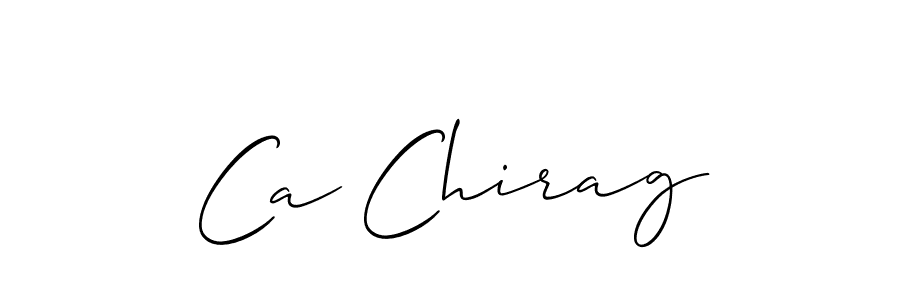 Allison_Script is a professional signature style that is perfect for those who want to add a touch of class to their signature. It is also a great choice for those who want to make their signature more unique. Get Ca Chirag name to fancy signature for free. Ca Chirag signature style 2 images and pictures png