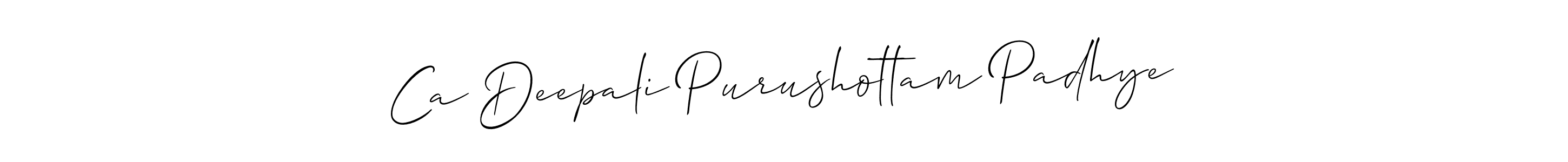 How to Draw Ca Deepali Purushottam Padhye signature style? Allison_Script is a latest design signature styles for name Ca Deepali Purushottam Padhye. Ca Deepali Purushottam Padhye signature style 2 images and pictures png