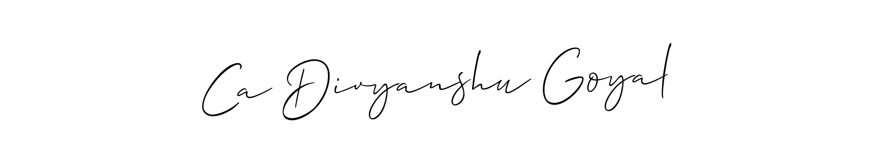 You should practise on your own different ways (Allison_Script) to write your name (Ca Divyanshu Goyal) in signature. don't let someone else do it for you. Ca Divyanshu Goyal signature style 2 images and pictures png