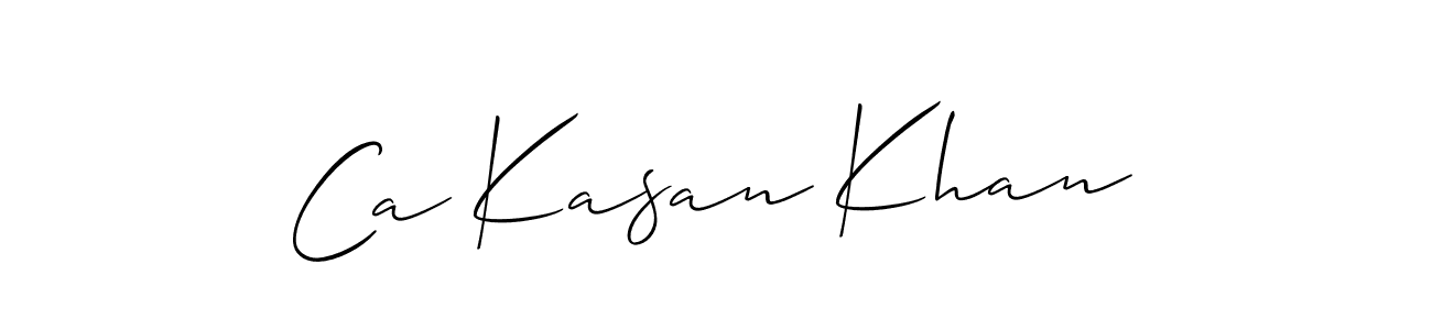 The best way (Allison_Script) to make a short signature is to pick only two or three words in your name. The name Ca Kasan Khan include a total of six letters. For converting this name. Ca Kasan Khan signature style 2 images and pictures png