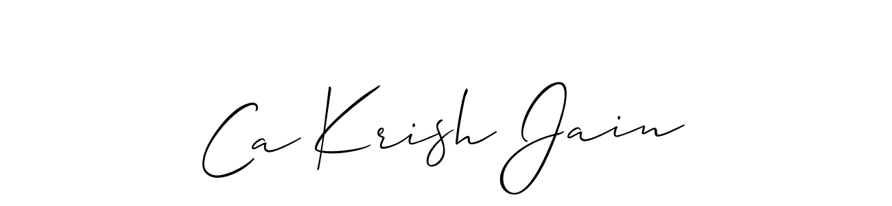 The best way (Allison_Script) to make a short signature is to pick only two or three words in your name. The name Ca Krish Jain include a total of six letters. For converting this name. Ca Krish Jain signature style 2 images and pictures png