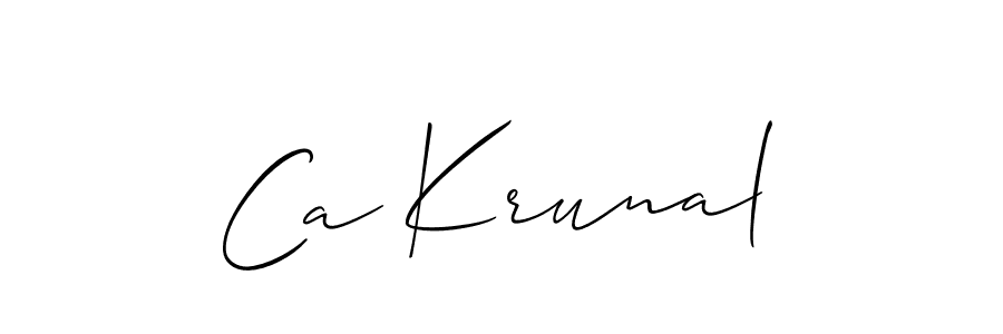 How to make Ca Krunal signature? Allison_Script is a professional autograph style. Create handwritten signature for Ca Krunal name. Ca Krunal signature style 2 images and pictures png