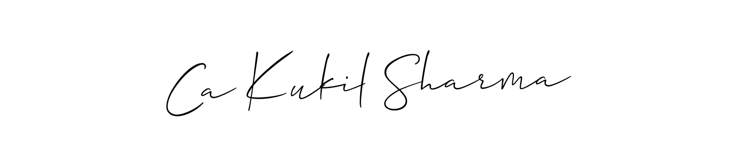 Make a beautiful signature design for name Ca Kukil Sharma. With this signature (Allison_Script) style, you can create a handwritten signature for free. Ca Kukil Sharma signature style 2 images and pictures png