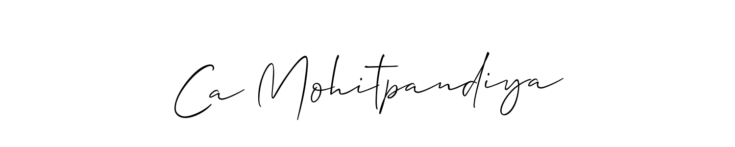 Create a beautiful signature design for name Ca Mohitpandiya. With this signature (Allison_Script) fonts, you can make a handwritten signature for free. Ca Mohitpandiya signature style 2 images and pictures png