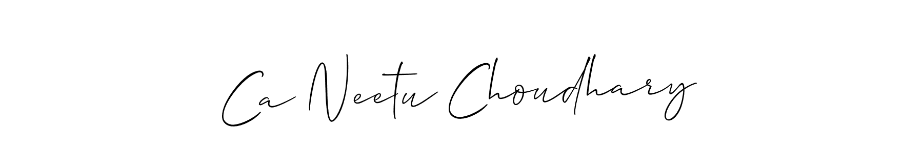 Also You can easily find your signature by using the search form. We will create Ca Neetu Choudhary name handwritten signature images for you free of cost using Allison_Script sign style. Ca Neetu Choudhary signature style 2 images and pictures png