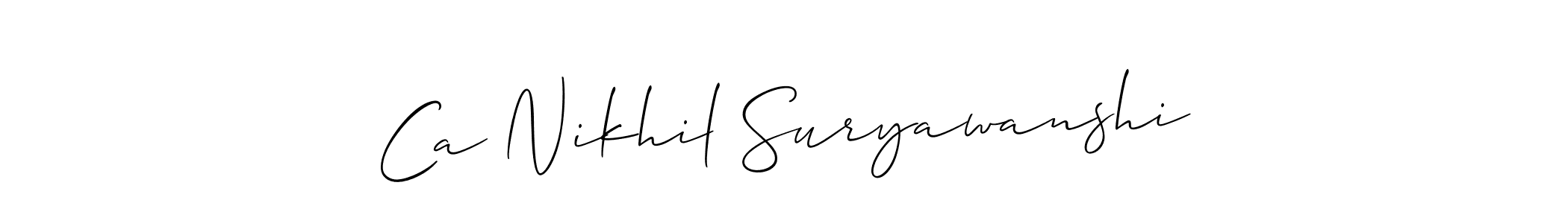 Make a short Ca Nikhil Suryawanshi signature style. Manage your documents anywhere anytime using Allison_Script. Create and add eSignatures, submit forms, share and send files easily. Ca Nikhil Suryawanshi signature style 2 images and pictures png