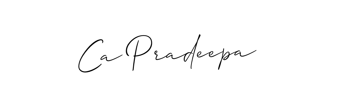 Create a beautiful signature design for name Ca Pradeepa. With this signature (Allison_Script) fonts, you can make a handwritten signature for free. Ca Pradeepa signature style 2 images and pictures png