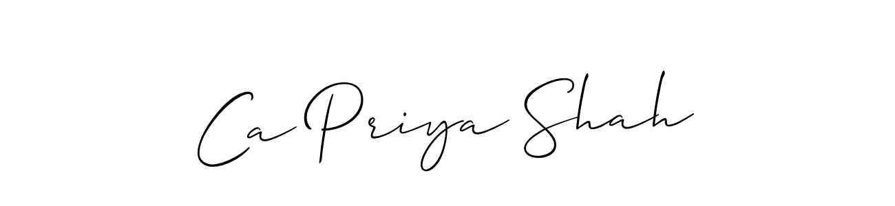 You should practise on your own different ways (Allison_Script) to write your name (Ca Priya Shah) in signature. don't let someone else do it for you. Ca Priya Shah signature style 2 images and pictures png