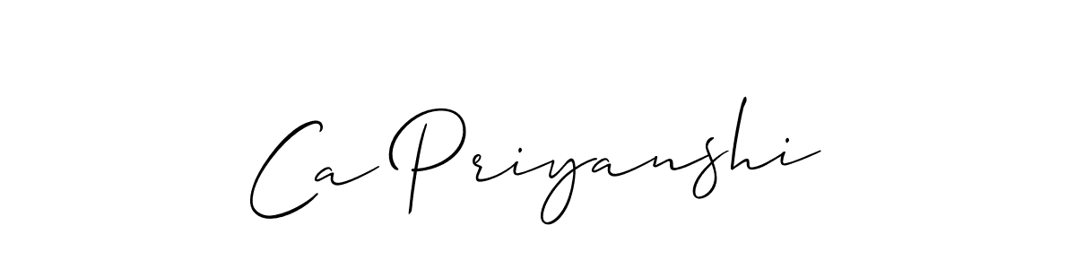 Make a beautiful signature design for name Ca Priyanshi. With this signature (Allison_Script) style, you can create a handwritten signature for free. Ca Priyanshi signature style 2 images and pictures png