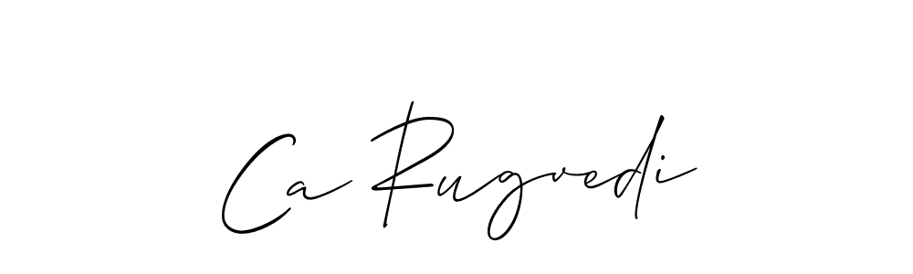 Allison_Script is a professional signature style that is perfect for those who want to add a touch of class to their signature. It is also a great choice for those who want to make their signature more unique. Get Ca Rugvedi name to fancy signature for free. Ca Rugvedi signature style 2 images and pictures png