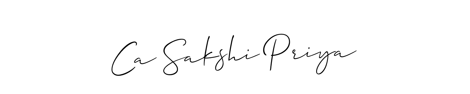 Create a beautiful signature design for name Ca Sakshi Priya. With this signature (Allison_Script) fonts, you can make a handwritten signature for free. Ca Sakshi Priya signature style 2 images and pictures png