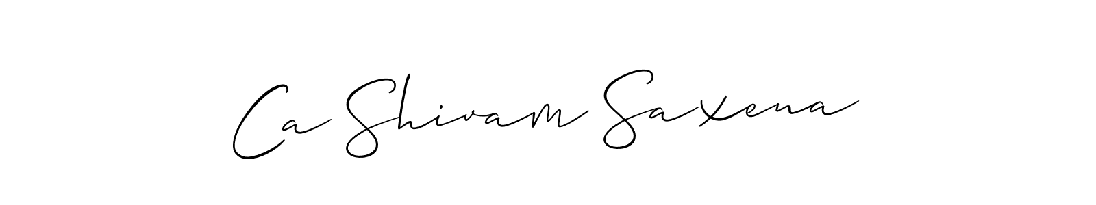 Also You can easily find your signature by using the search form. We will create Ca Shivam Saxena name handwritten signature images for you free of cost using Allison_Script sign style. Ca Shivam Saxena signature style 2 images and pictures png