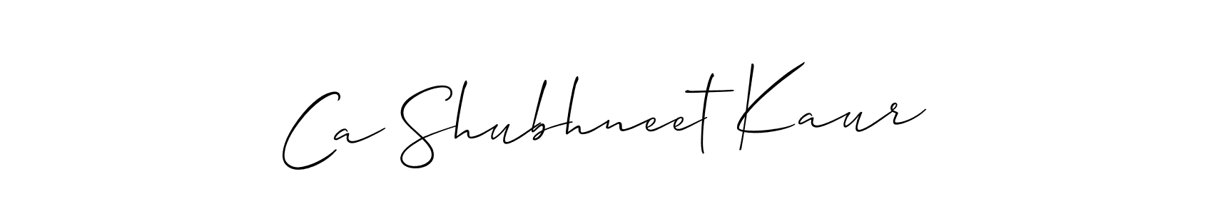 Design your own signature with our free online signature maker. With this signature software, you can create a handwritten (Allison_Script) signature for name Ca Shubhneet Kaur. Ca Shubhneet Kaur signature style 2 images and pictures png