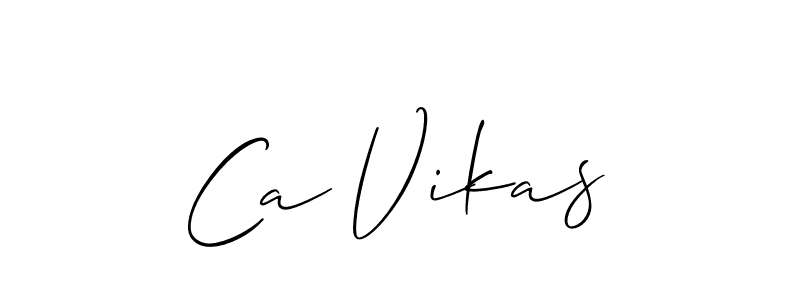 Similarly Allison_Script is the best handwritten signature design. Signature creator online .You can use it as an online autograph creator for name Ca Vikas. Ca Vikas signature style 2 images and pictures png