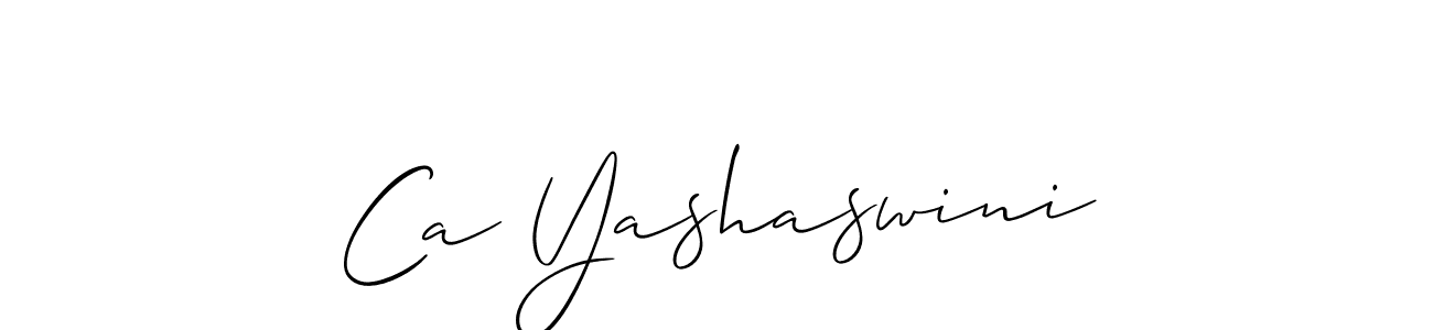 The best way (Allison_Script) to make a short signature is to pick only two or three words in your name. The name Ca Yashaswini include a total of six letters. For converting this name. Ca Yashaswini signature style 2 images and pictures png