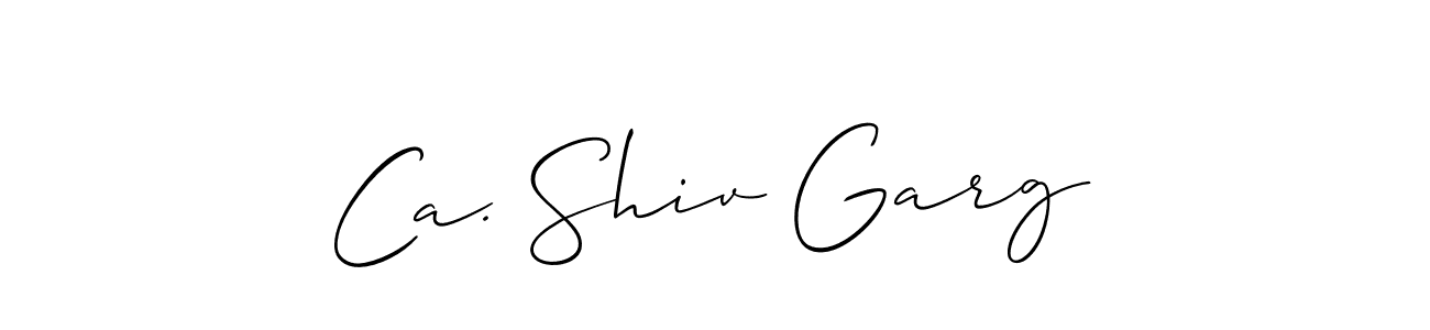 Also You can easily find your signature by using the search form. We will create Ca. Shiv Garg name handwritten signature images for you free of cost using Allison_Script sign style. Ca. Shiv Garg signature style 2 images and pictures png