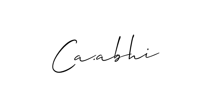 The best way (Allison_Script) to make a short signature is to pick only two or three words in your name. The name Ca.abhi include a total of six letters. For converting this name. Ca.abhi signature style 2 images and pictures png