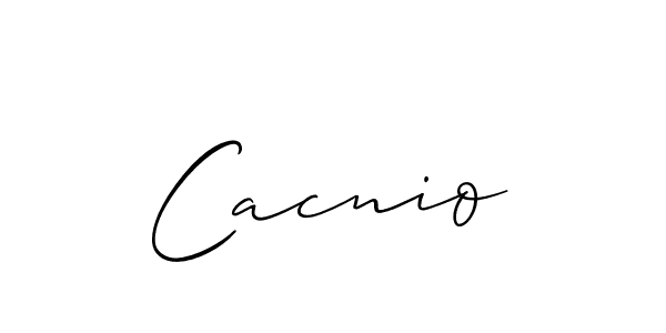 Allison_Script is a professional signature style that is perfect for those who want to add a touch of class to their signature. It is also a great choice for those who want to make their signature more unique. Get Cacnio name to fancy signature for free. Cacnio signature style 2 images and pictures png