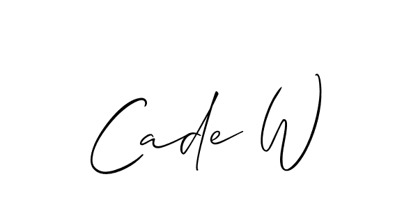 The best way (Allison_Script) to make a short signature is to pick only two or three words in your name. The name Cade W include a total of six letters. For converting this name. Cade W signature style 2 images and pictures png