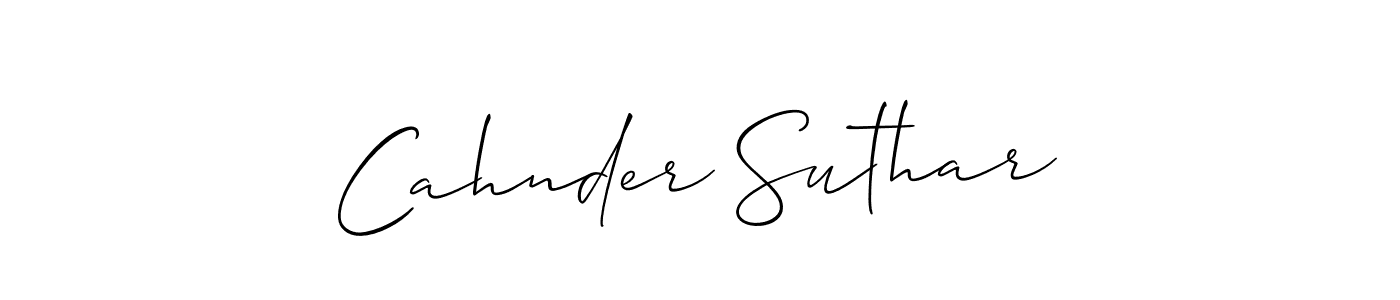Create a beautiful signature design for name Cahnder Suthar. With this signature (Allison_Script) fonts, you can make a handwritten signature for free. Cahnder Suthar signature style 2 images and pictures png