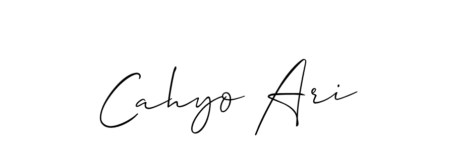 Use a signature maker to create a handwritten signature online. With this signature software, you can design (Allison_Script) your own signature for name Cahyo Ari. Cahyo Ari signature style 2 images and pictures png