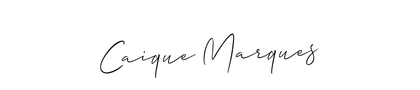 The best way (Allison_Script) to make a short signature is to pick only two or three words in your name. The name Caique Marques include a total of six letters. For converting this name. Caique Marques signature style 2 images and pictures png